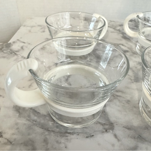 Vintage Set Of 4 Bodum Demitasse 2.5 oz Espresso Cups, White Handles - Picture 1 of 7